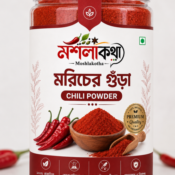 মশলাকথা খাঁটি মরিচের গুঁড়া ২৫০ গ্রাম জার | ১০০% প্রাকৃতিক Chili Powder