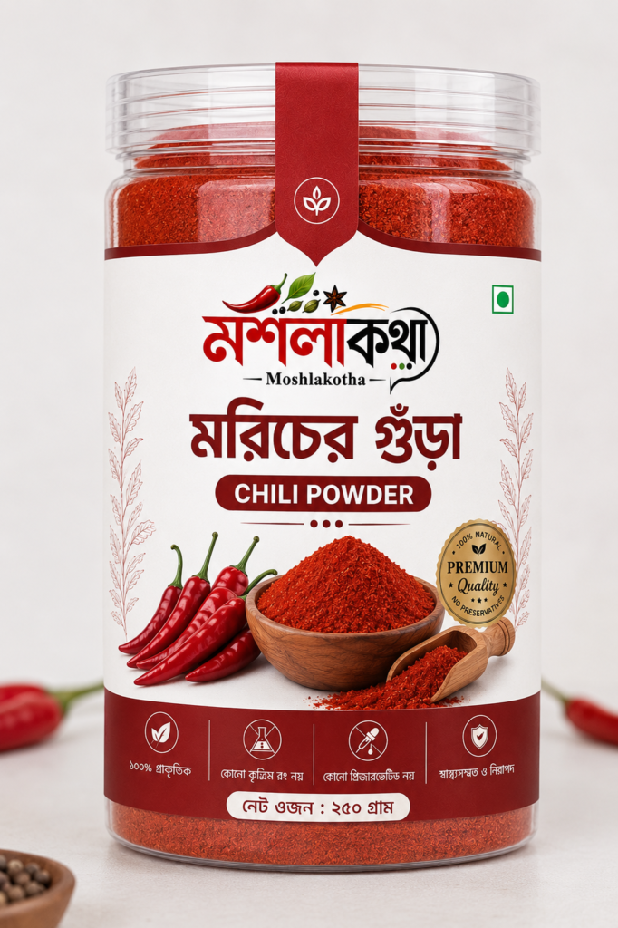 মশলাকথা খাঁটি মরিচের গুঁড়া ২৫০ গ্রাম জার | ১০০% প্রাকৃতিক Chili Powder